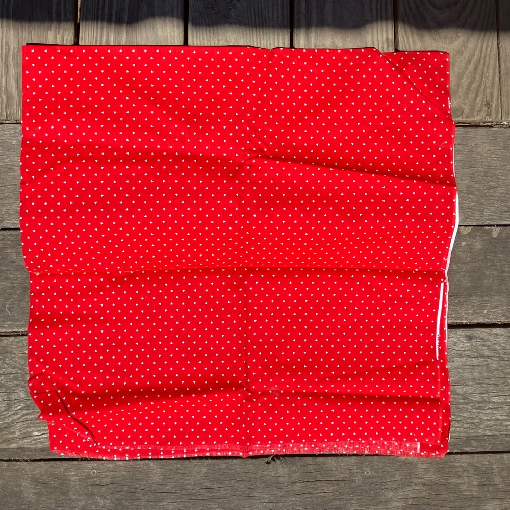 Vintage Red Fabric with White Hearts